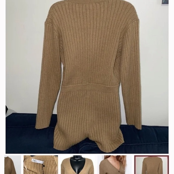 Zara brown chunky knit sweater romper size large - Picture 7 of 8